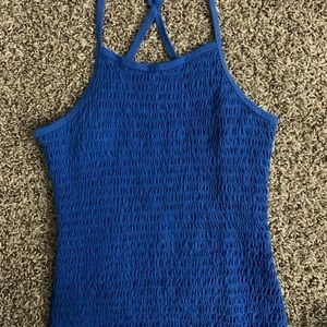 No Boundaries Medium (7-9) Blue Smocked Halter Top